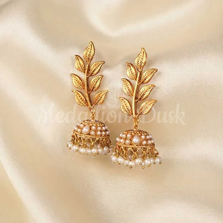 Petal and Pearls Jhumki Earrings