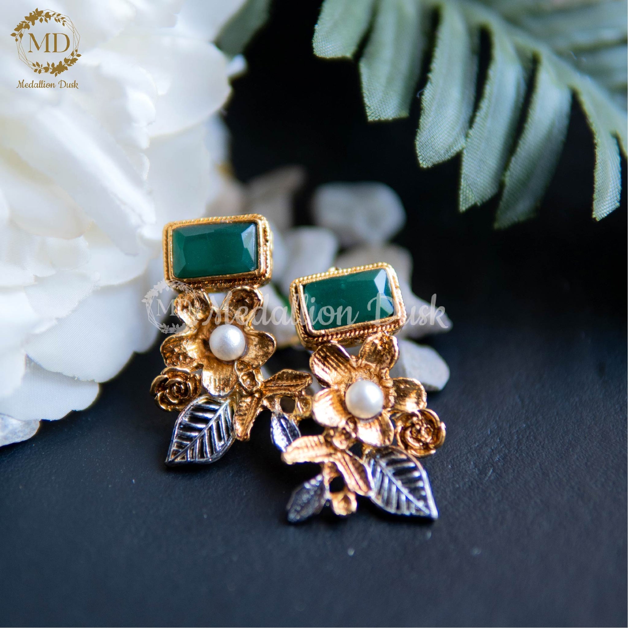 Emerald Flora Earrings