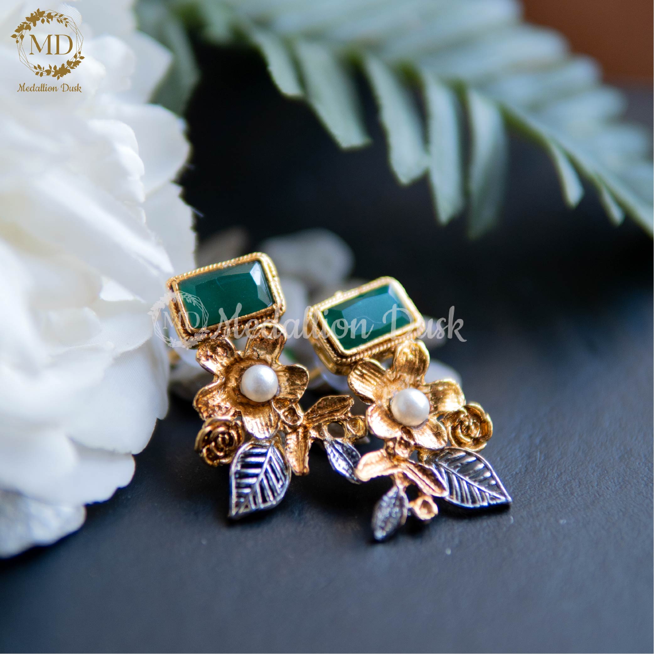 Emerald Flora Earrings